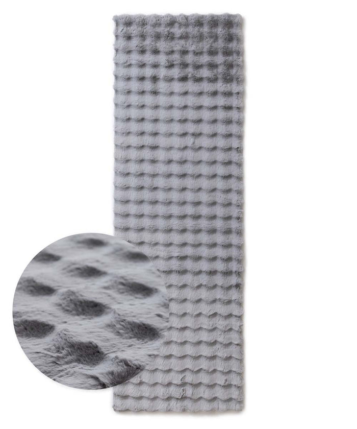 Tapeso Fluffy loper - Cloud zilver - 80x250 cm