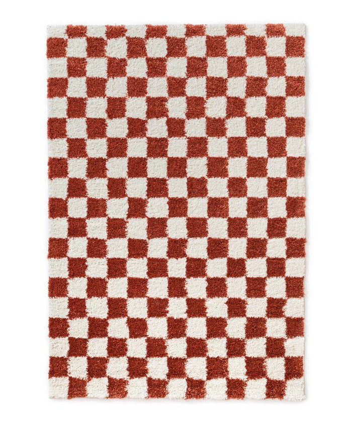 Boho&me Checkerboard vloerkleed - Check ivoor|koraal - 160x230 cm