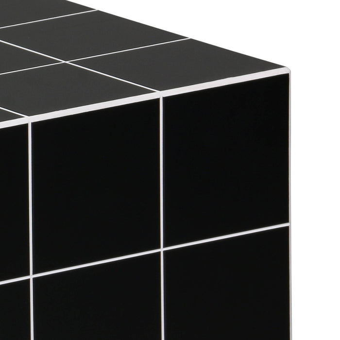 sweeek - Bijzettafel vierkante kubus met imitatie cementtegels 40x40cm