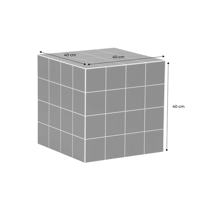 sweeek - Bijzettafel vierkante kubus met imitatie cementtegels 40x40cm