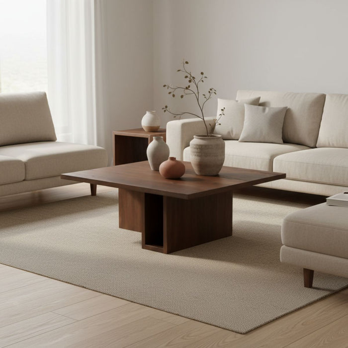 Giga Meubel - Salontafel Vierkant Donkerbruin Hout - 85cm - Onni