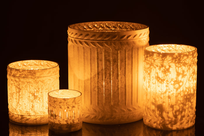 J-line - Kaarshouder Ezy Glas Wit Extra Large - 20x20x23cm