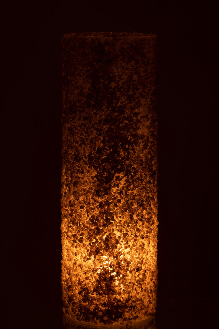 J-line - Kaarshouder Rock Glas|steen Wit Extra Large - 15x15x46cm