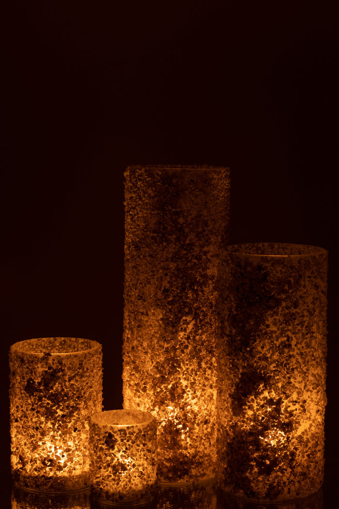 J-line - Kaarshouder Rock Glas|steen Wit Extra Large - 15x15x46cm