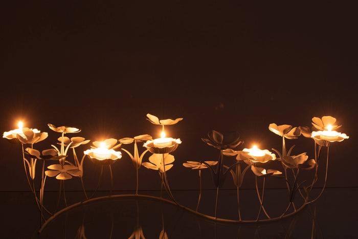 J-line - Decoratie Bloemen Metaal Wit Large - 79x32.5x20cm