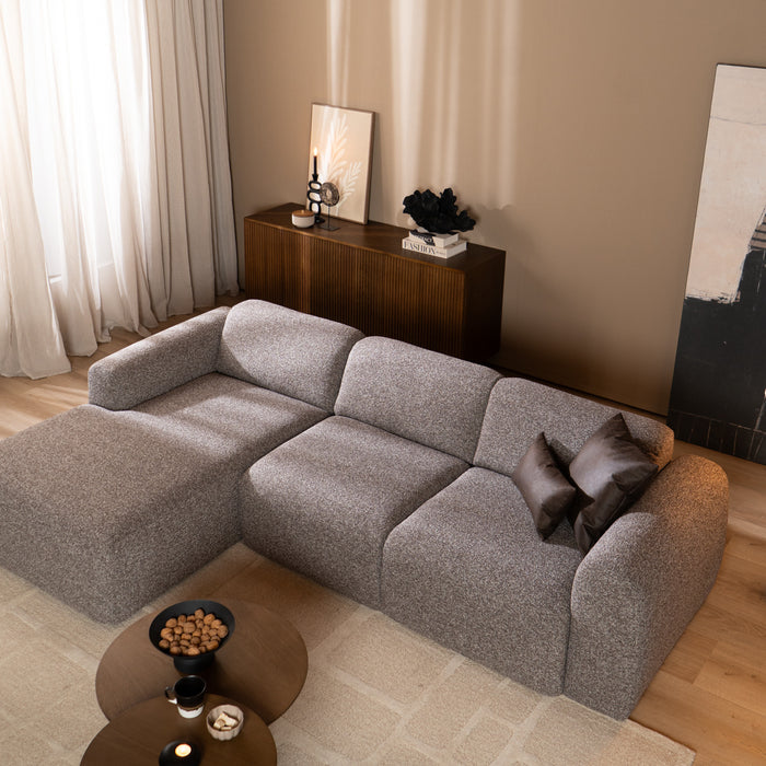 Bronx71 Hoekbank Maine bouclé stof bruin|grijs links