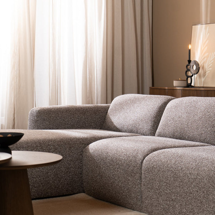 Bronx71 Hoekbank Maine bouclé stof bruin|grijs links