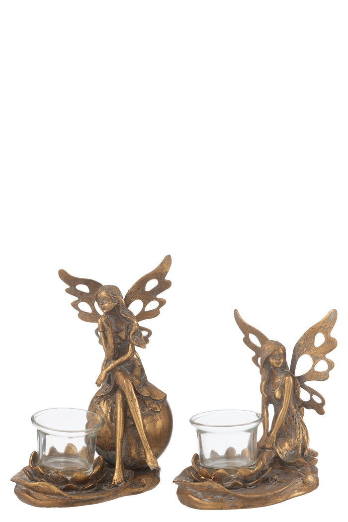 J-line - Theelichthouder Vidia Metaal Goud Large - 15x11.5x20cm