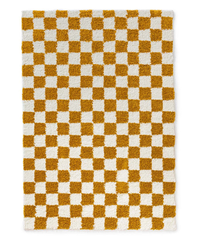 Boho&me Checkerboard vloerkleed - Check ivoor|goud - 240x340 cm
