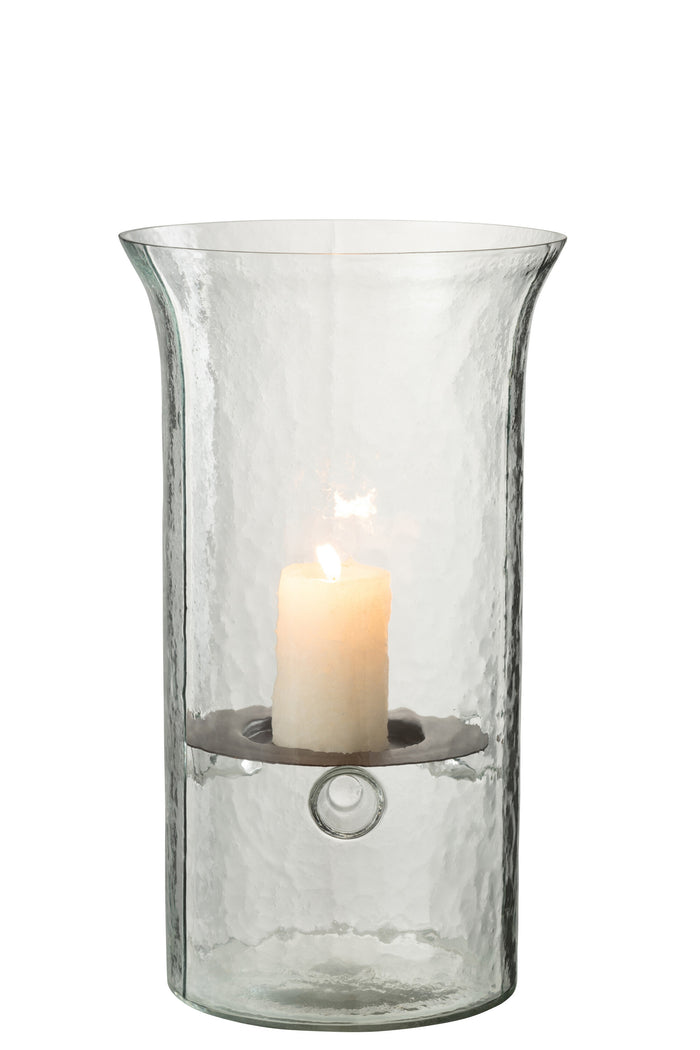 J-line - Kaarshouder Bord Wazig Glas Transparant Medium - 19x19x32.5cm