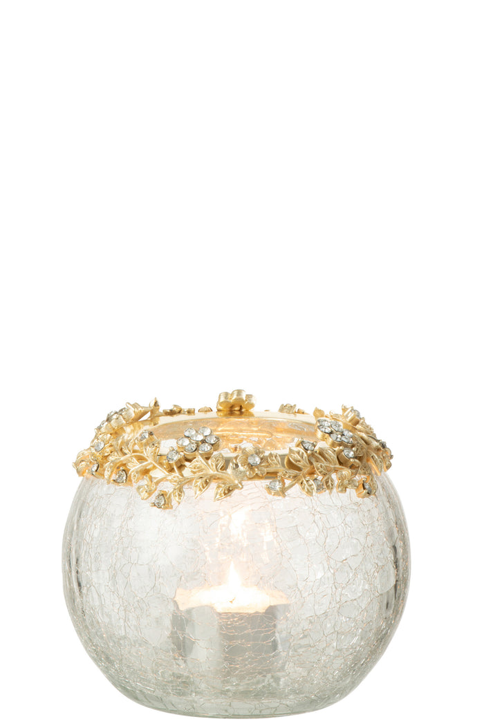 J-line - Theelichthouder Volve Metaal Goud Medium - 10x7.6x10cm