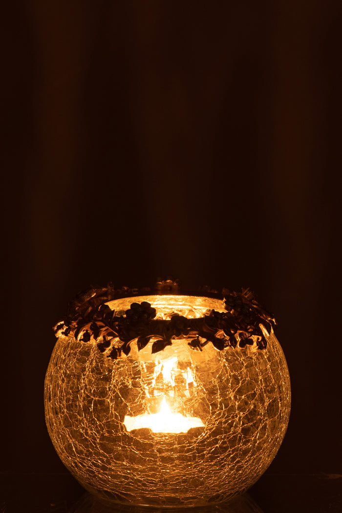 J-line - Theelichthouder Volve Metaal Goud Medium - 10x7.6x10cm