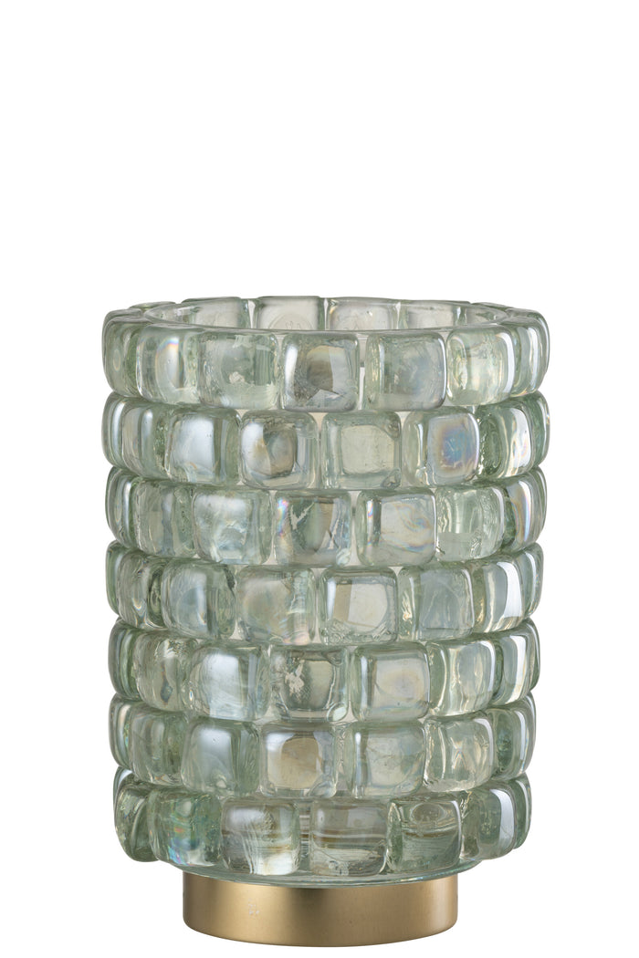 J-line - Theelicht Vierkant Mozaiek Glas Large - 14.5x14.5x20cm