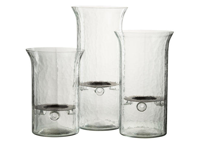 J-line - Kaarshouder Bord Wazig Glas Transparant Large - 19x19x40cm