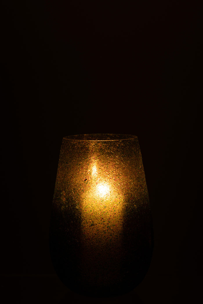 J-line - Kaarsenhouder Tom Glas Groen Large - 17.5x17.5x26.5cm