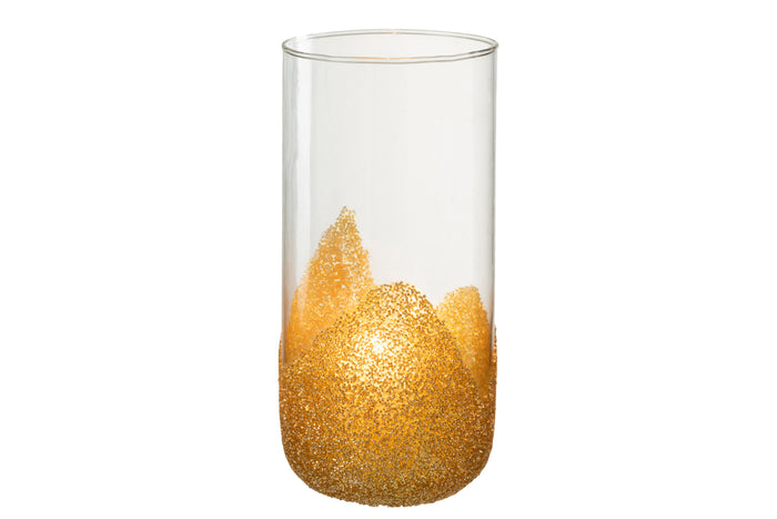J-line - Kaarshouder Strass Glas Transparant|goud Large - 13x13x28cm