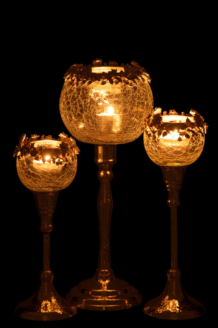 J-line - Theelichthouder Viane Metaal Goud Large - 10.2x7.6x33cm