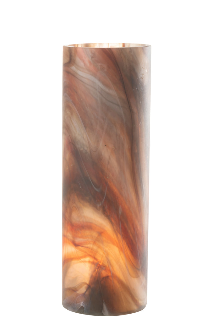 J-line - Kaarshouder Arti Glas Bruin Large - 15x15x46cm