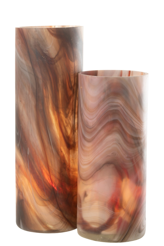 J-line - Kaarshouder Arti Glas Bruin Large - 15x15x46cm