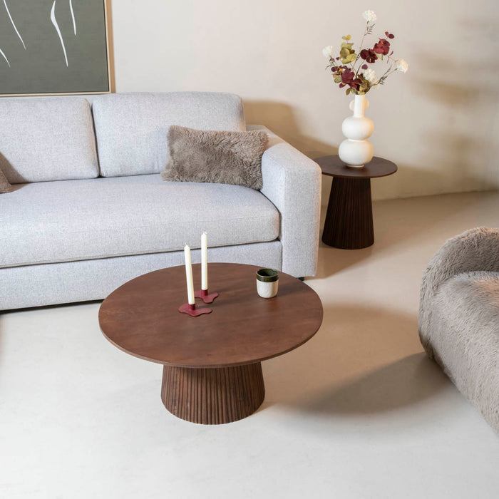 Giga Meubel - Salontafel Rond Donkerbruin Hout - 80x80x38cm - Salvador