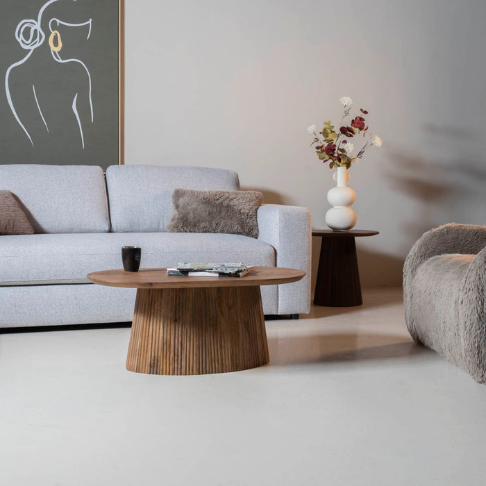 Giga Meubel - Salontafel Ovaal Naturel Hout - 90x55x38cm - Salvador