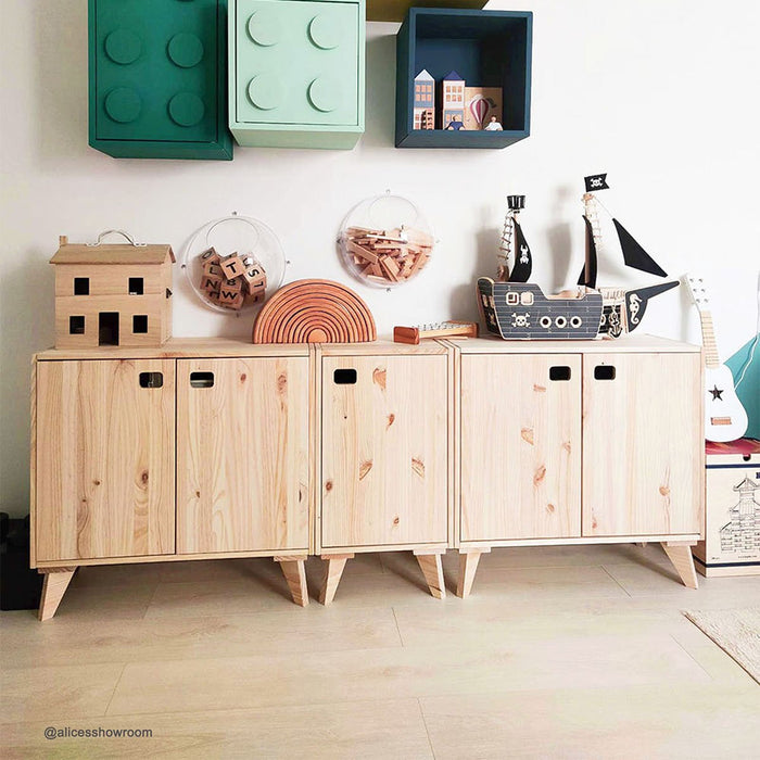 Calicosy - Meuble 1 porte avec 1 étagère réglable - H53,5 cm - Hout