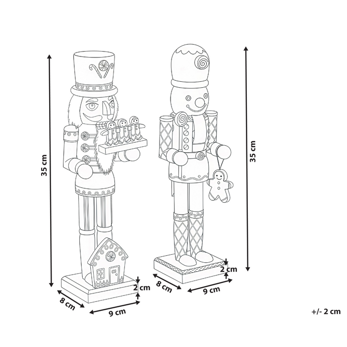 Beliani-GRANSJON-Decoratie figuur set van 2-Rood|Oranje-Dennenhout