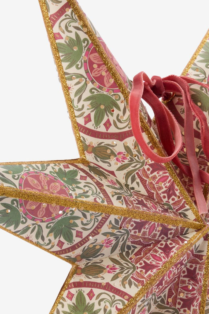 Sissy-Boy Witte kerstster met print met led- licht small