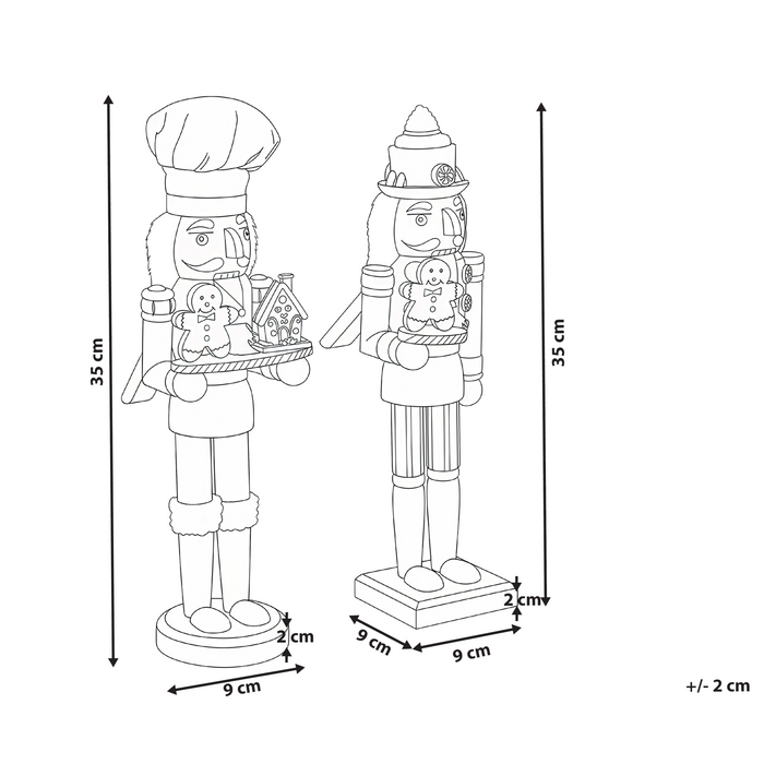 Beliani - BODSJON - Decoratie figuur set van 2 - Rood|Wit - Dennenhout
