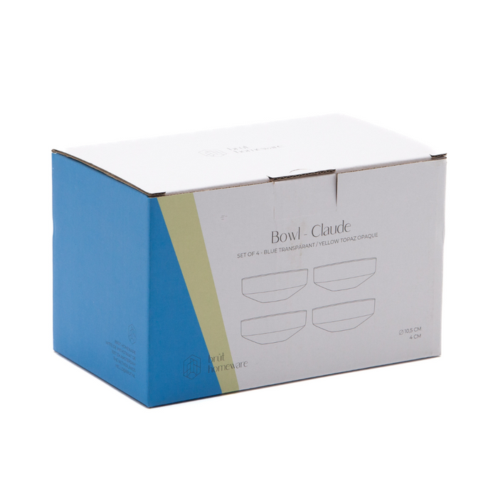 Brût Homeware, Schaaltjes Claude, blauw | geel, set van 4