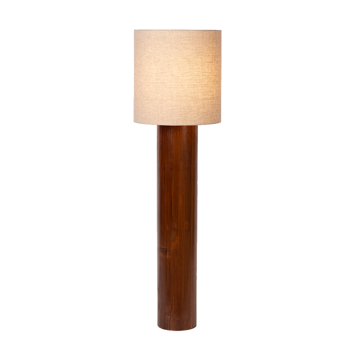 Atmooz Flores XL Vloerlamp – Teak|Linnen – Ø38x135cm – E27