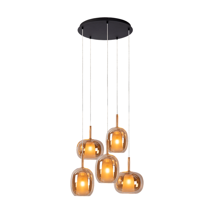 Atmooz Ruzafa Hanglamp – Zwart – Ø55cm – Amber Glas – G9