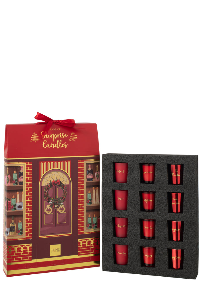 J-Line geurkaars Surprise Window - koraal|mix - 12 candles