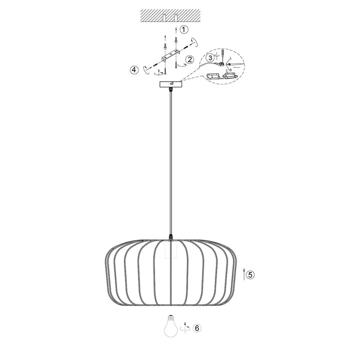 Anne Light & Home Hanglamp Sable Zwart Linnen Ø 60 cm