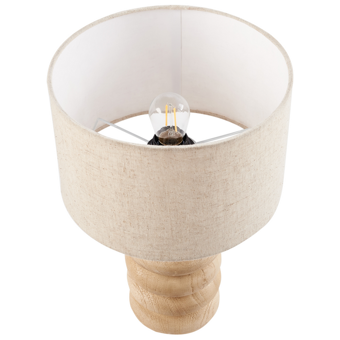 Beliani-BETWA-Tafellamp-Lichtbruin-41 cm-Mangohout|Katoen|Linnen