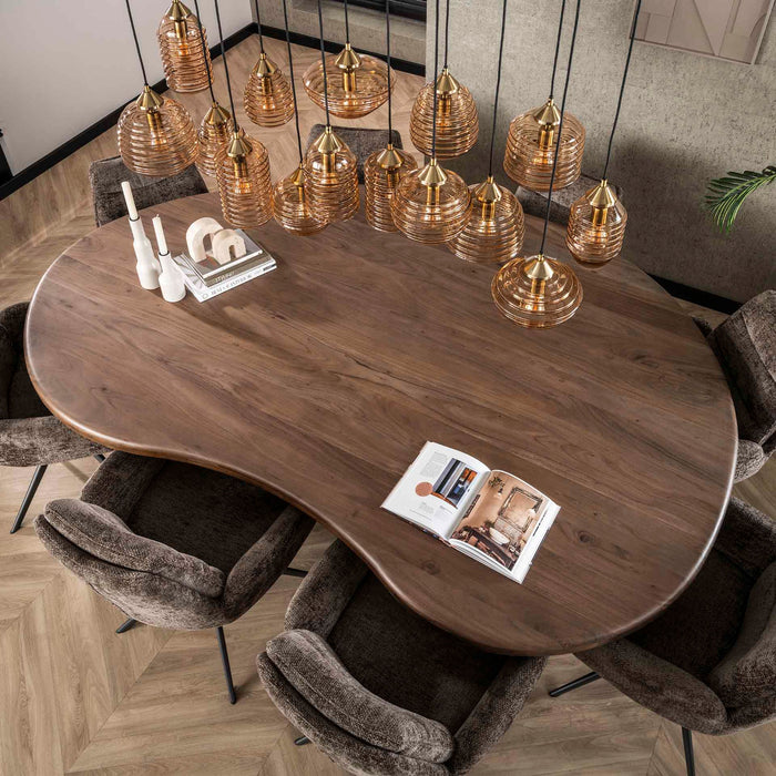 Fraaai Dewey hanglamp 5+5+5 rib glas - amber color glas