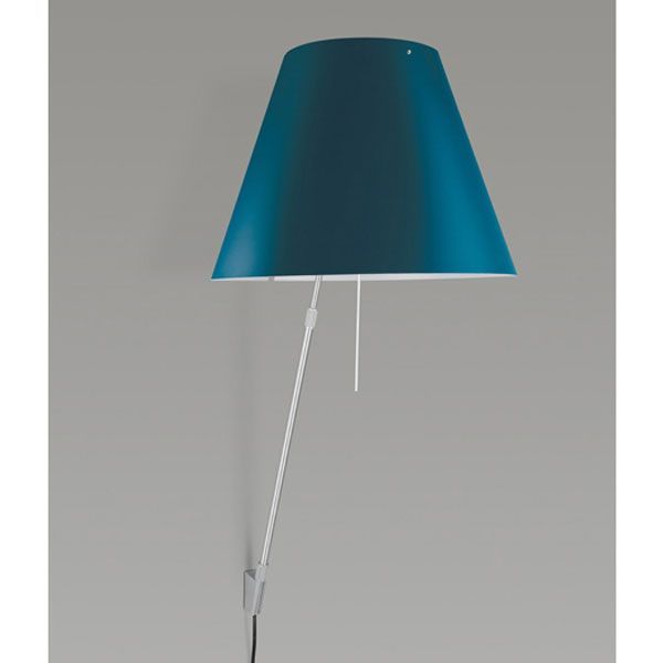 Costanza wandlamp telescopisch met dimmer aluminium body, kap wit