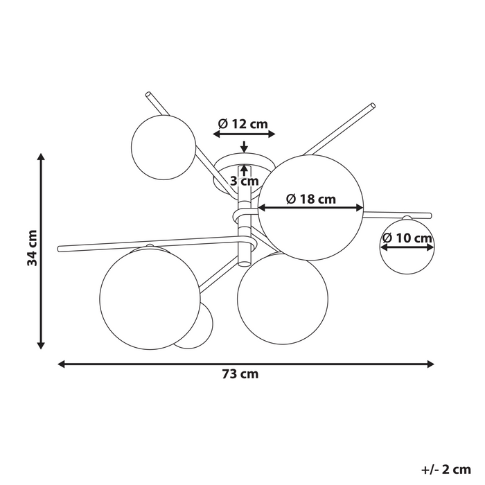 Beliani - ISAR - Plafondlamp - Goud - Glas