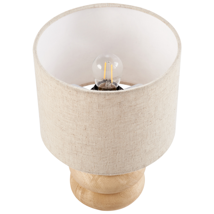 Beliani-BETWA-Tafellamp-Lichtbruin-30 cm-Mangohout|Katoen|Linnen