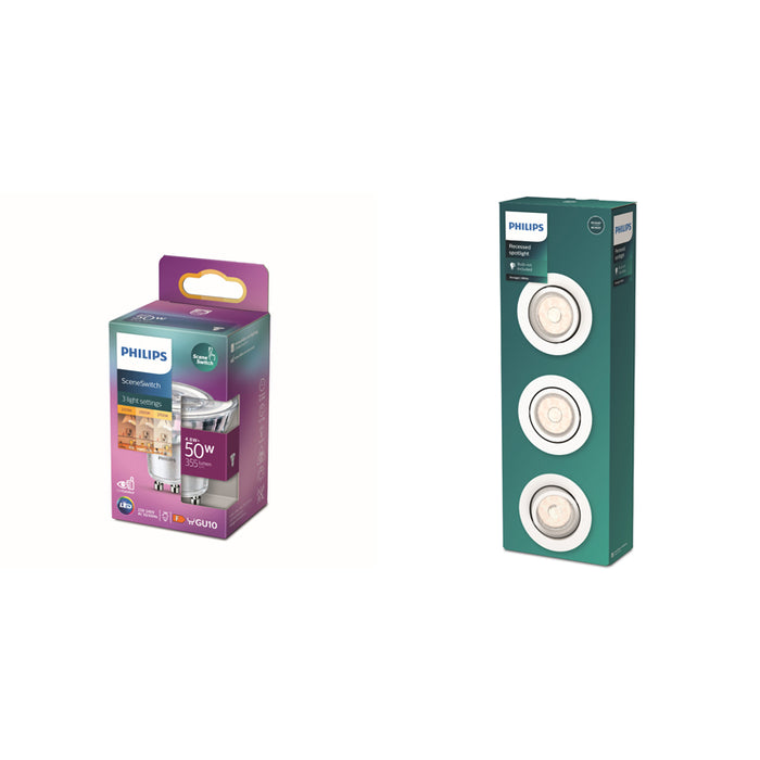 Philips Donegal Inbouwspots - Incl. SceneSwitch LED Lampen - 3-Lichts