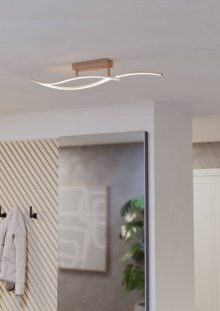 EGLO Grisolia Plafonnière - LED - Kunststof - Wit|Bruin