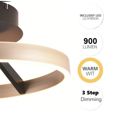 Freelight Plafondlamp Pilota Zwart & Goud 23W incl. 3 Step DimmerØ 30