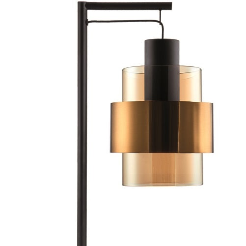 Freelight Tafellamp Chiasso Zwart Goud & Amber Glas 1 Lichts