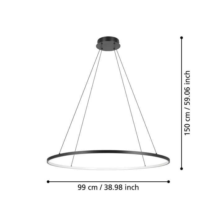EGLO Parruta Hanglamp - Ø 99 cm - LED - Zwart|Wit