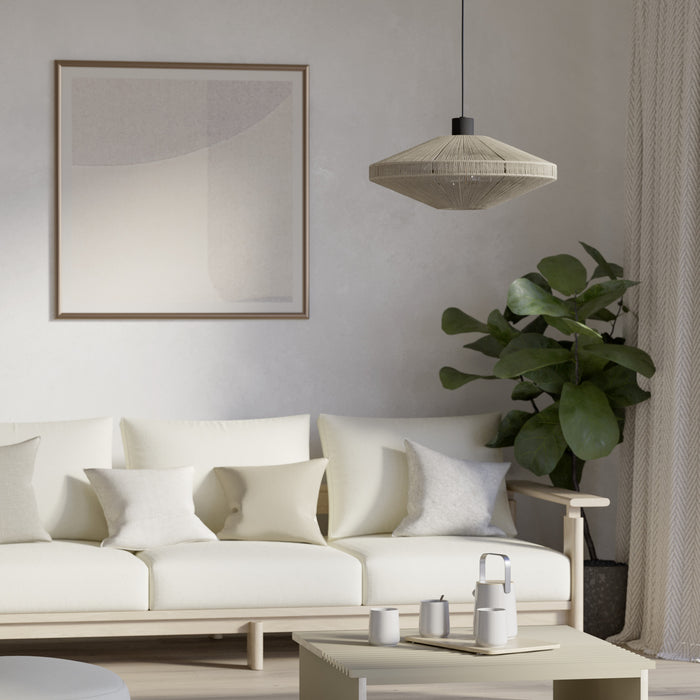 EGLO Midsumer Hanglamp - E27 - Ø 38 cm - Zwart|Crème - Textiel