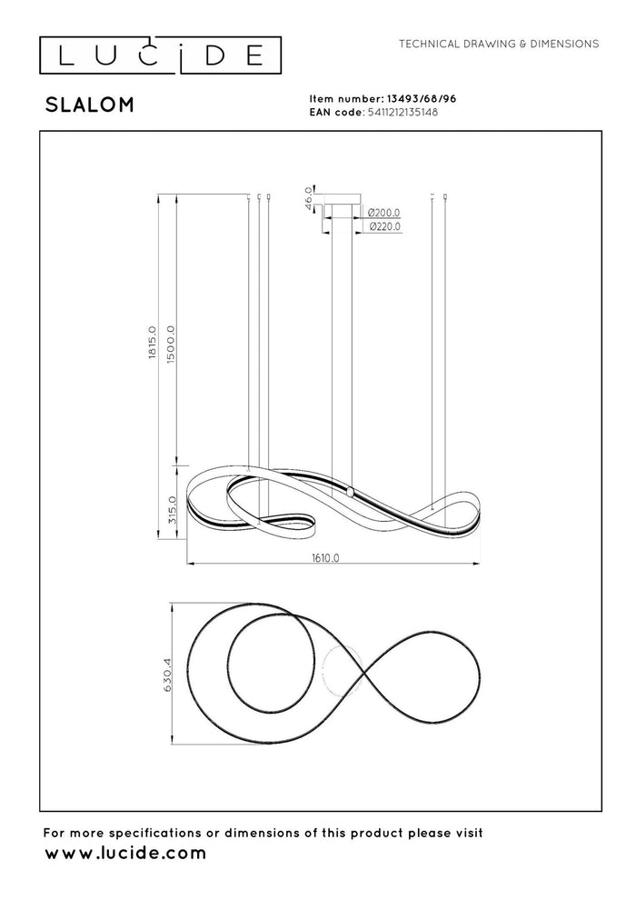 Lucide Premium SLALOM Hanglamp - Koffie