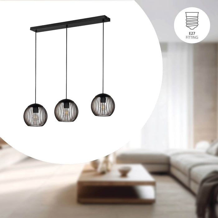 EGLO Almanzora Hanglamp - E27 - 90 cm - Staal - Zwart|Koper