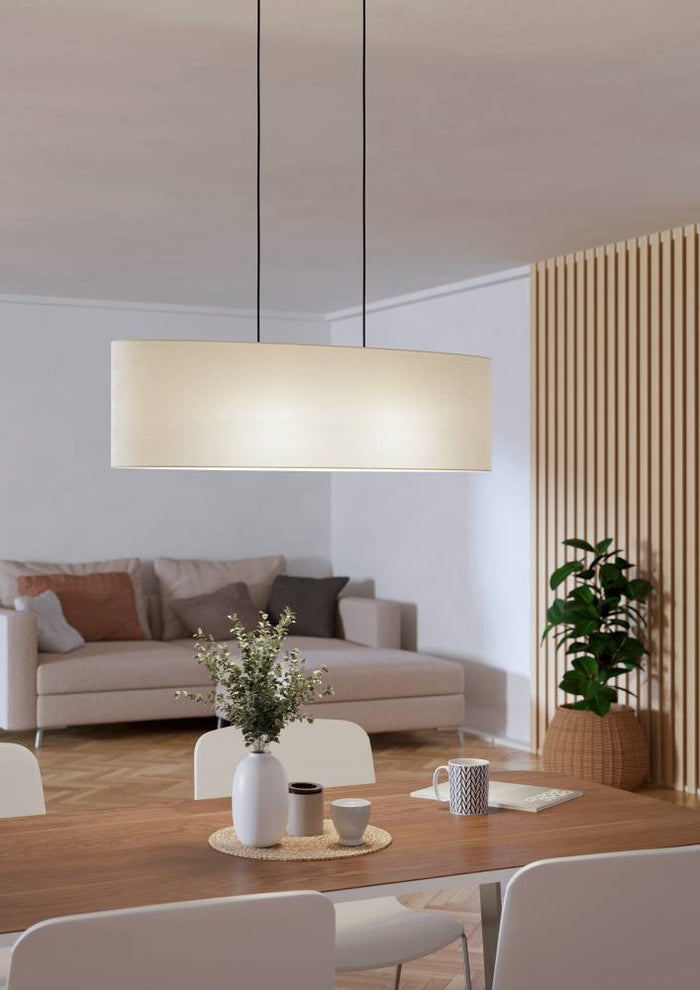 EGLO Febres Hanglamp - E27 - teddy stof - Zwart|Wit