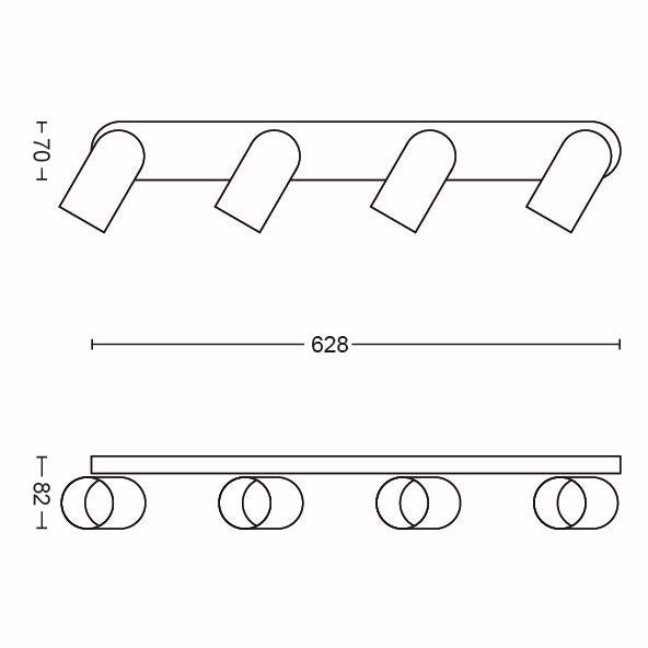 Philips Pongee Opbouwspot - Incl. Philips LED Lamp - 4 Spots