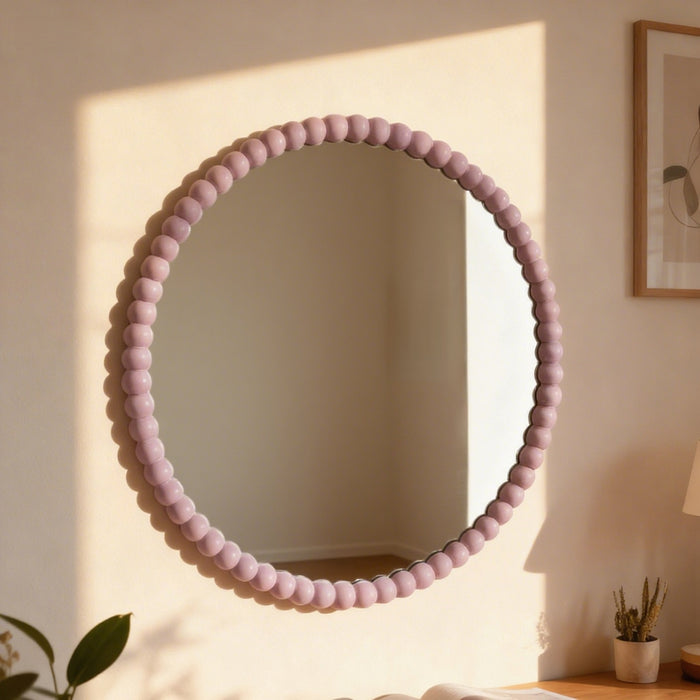 by fonQ Pompom Spiegel Ø 71 cm - Rosé